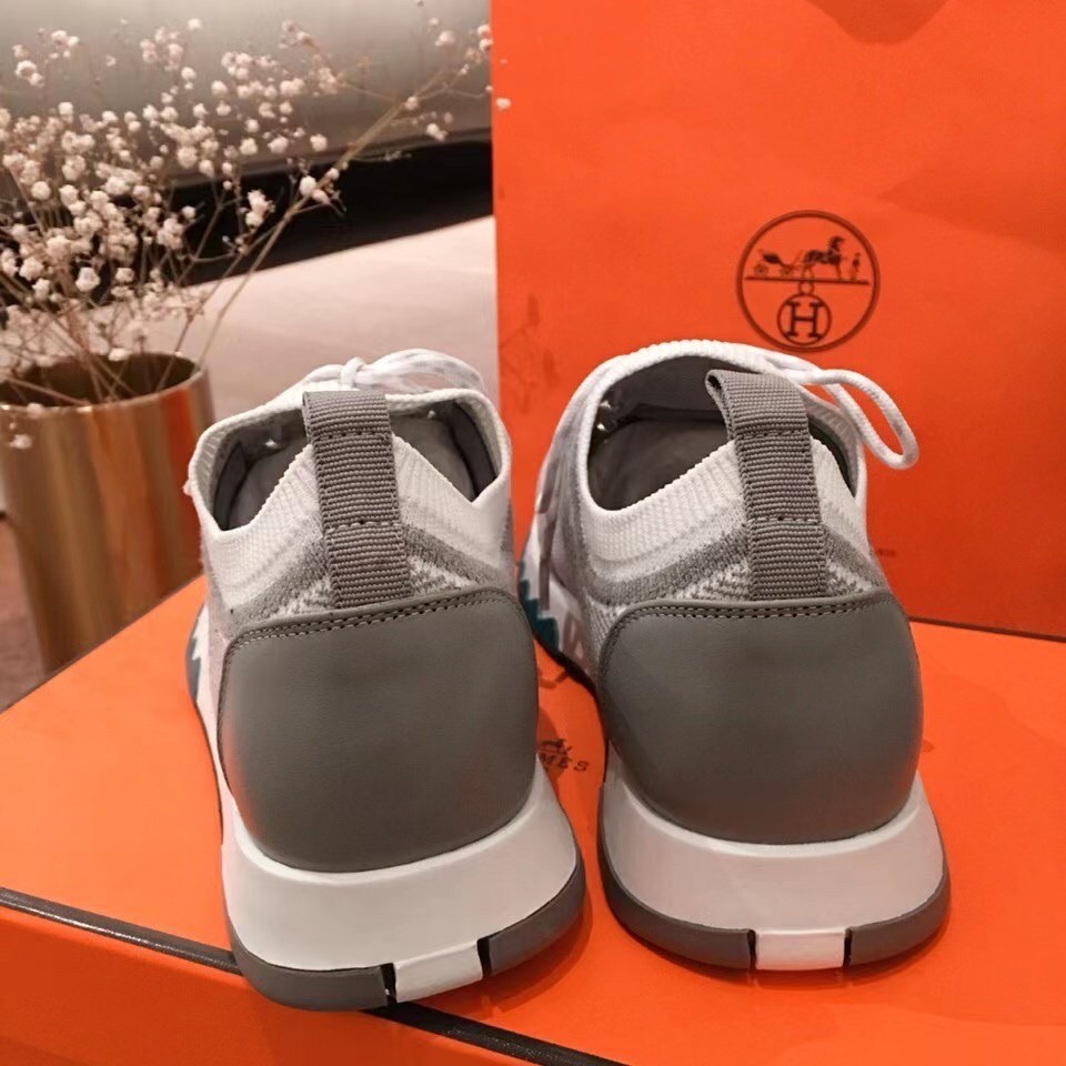 Hermes Addict Sneakers In Grey Knit