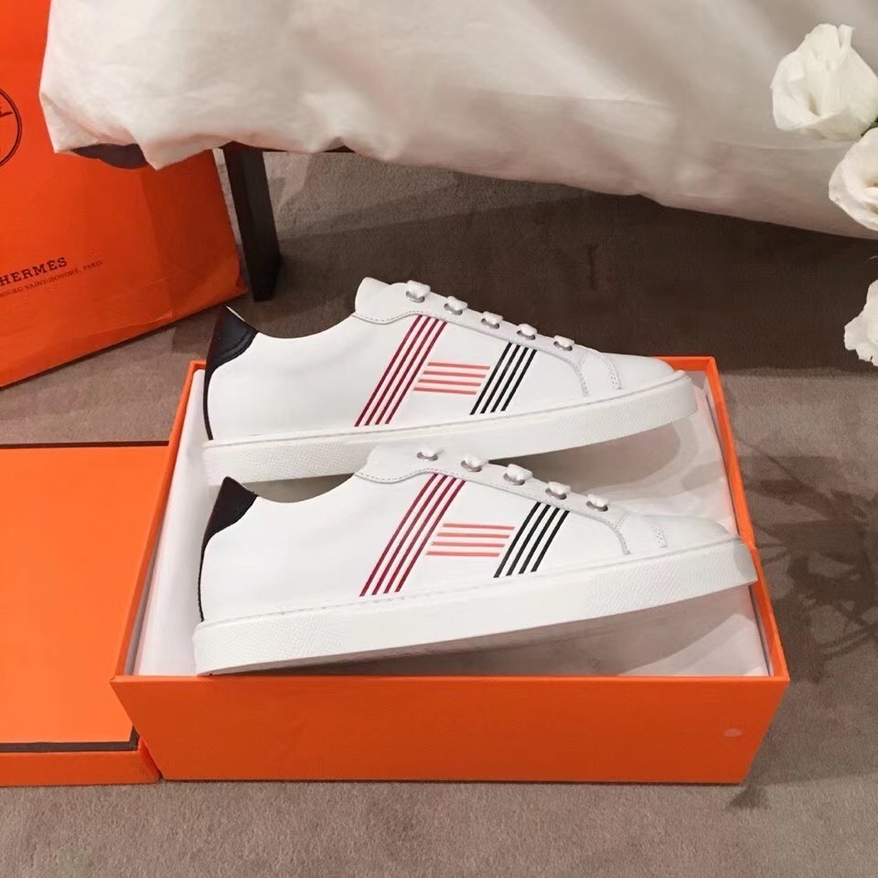 Hermes Avantage Sneakers In Multicolore Blanc Calfskin