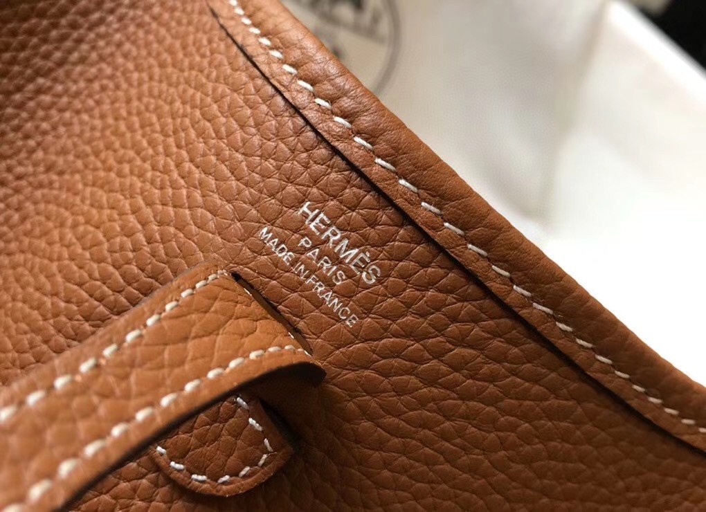 Hermes Evelyne III TPM Bag In Gold Clemence Leather