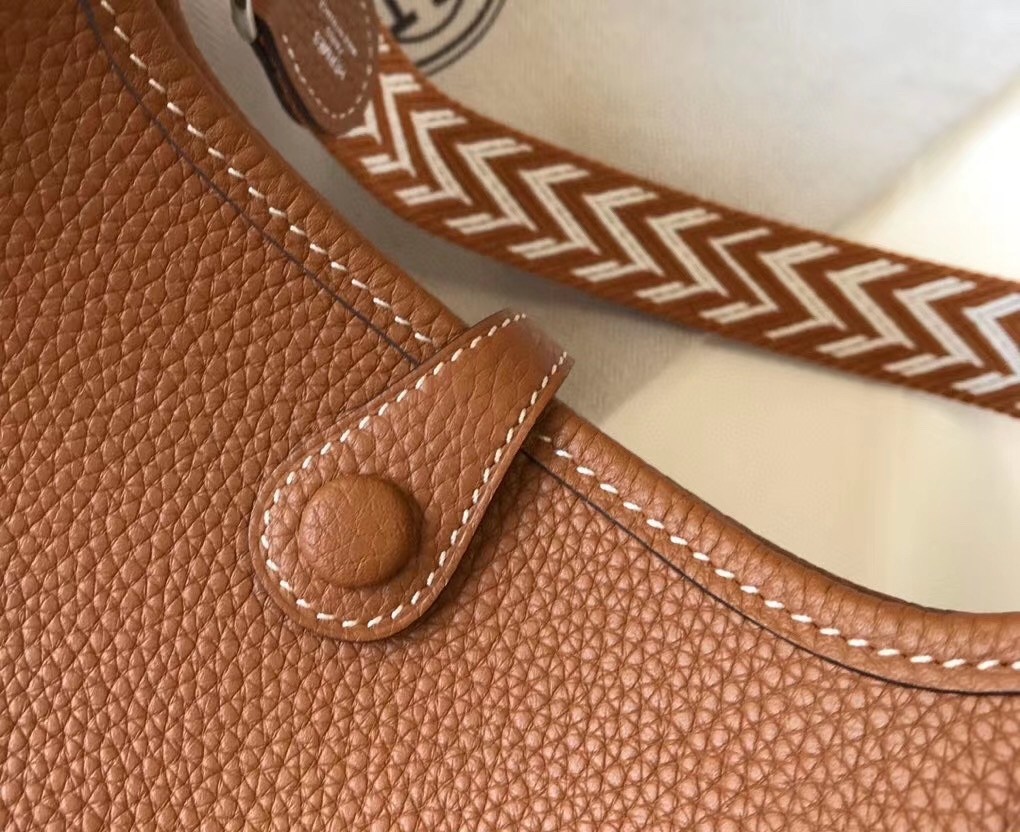 Hermes Evelyne III TPM Bag In Gold Clemence Leather