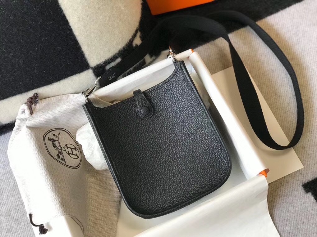 Hermes Evelyne III TPM Bag In Black Clemence Leather