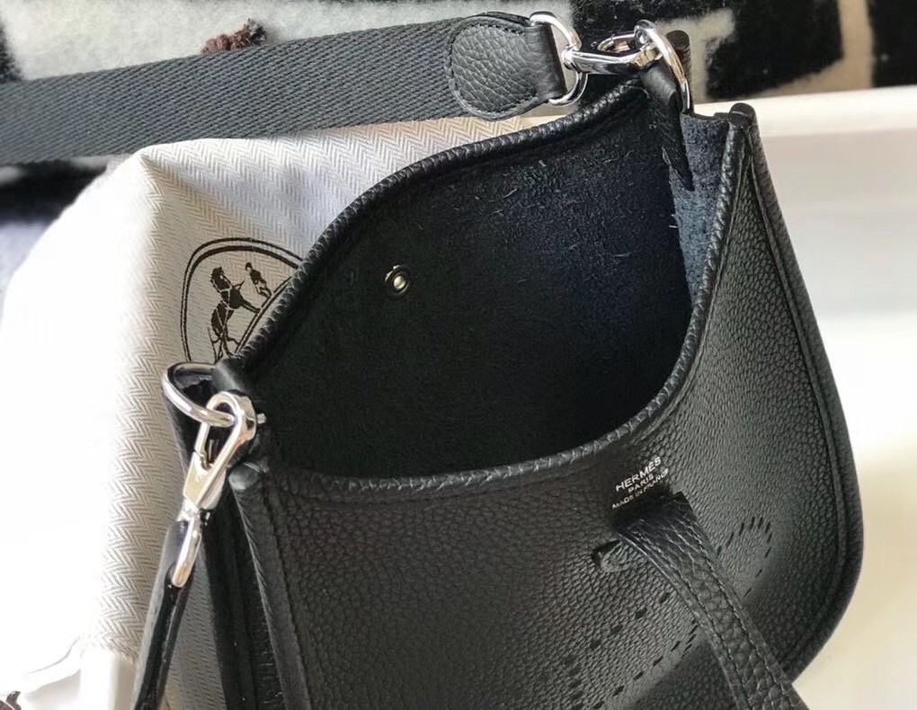 Hermes Evelyne III TPM Bag In Black Clemence Leather
