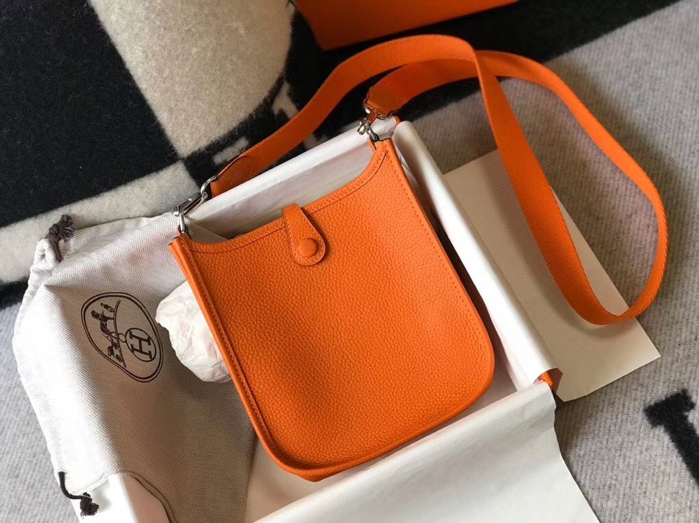 Hermes Evelyne III TPM Bag In Orange Clemence Leather