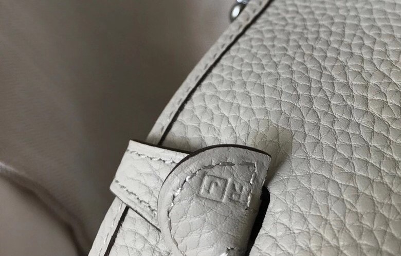 Hermes Evelyne III TPM Bag In Pearl Grey Clemence Leather