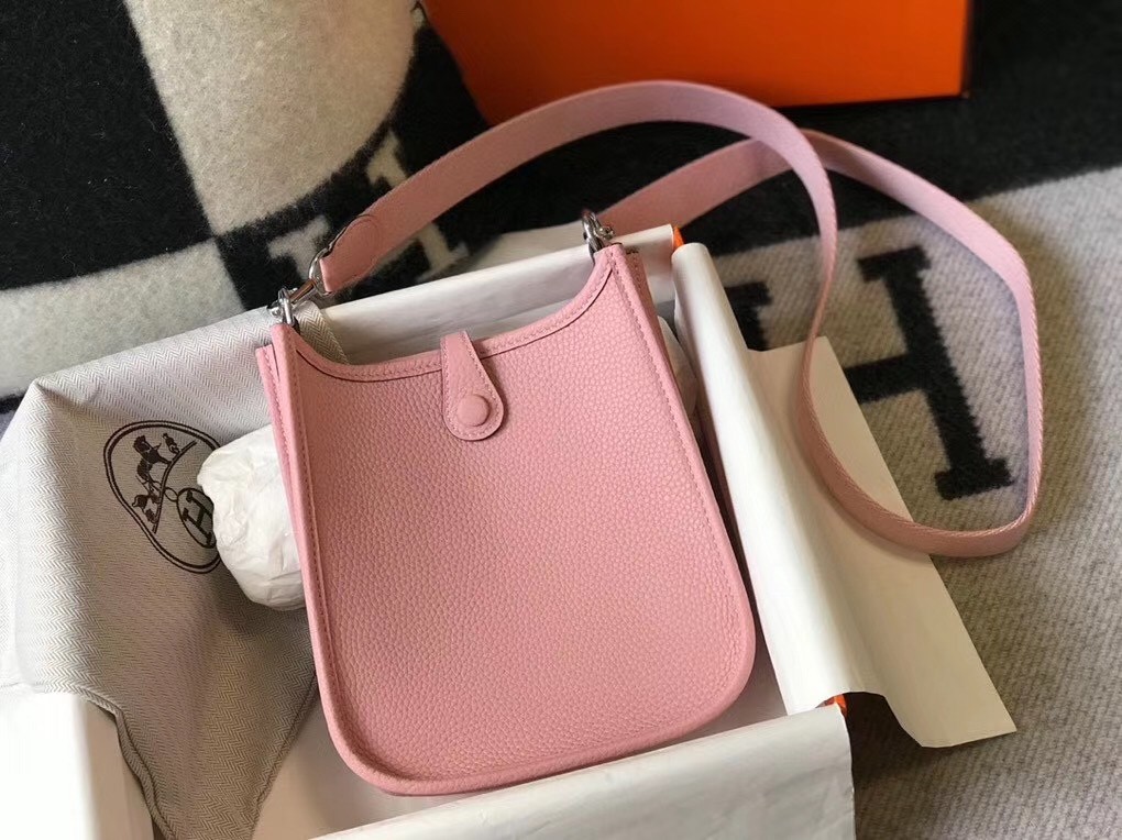 Hermes Evelyne III TPM Bag In Pink Clemence Leather