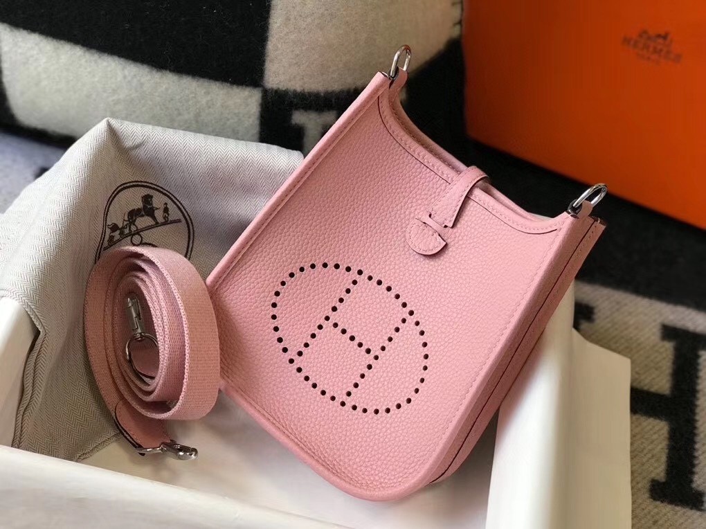 Hermes Evelyne III TPM Bag In Pink Clemence Leather