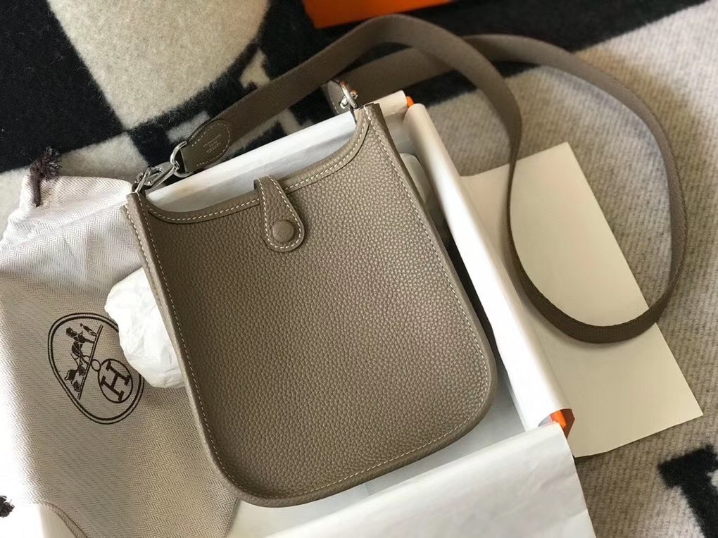 Hermes Evelyne III TPM Bag In Taupe Clemence Leather