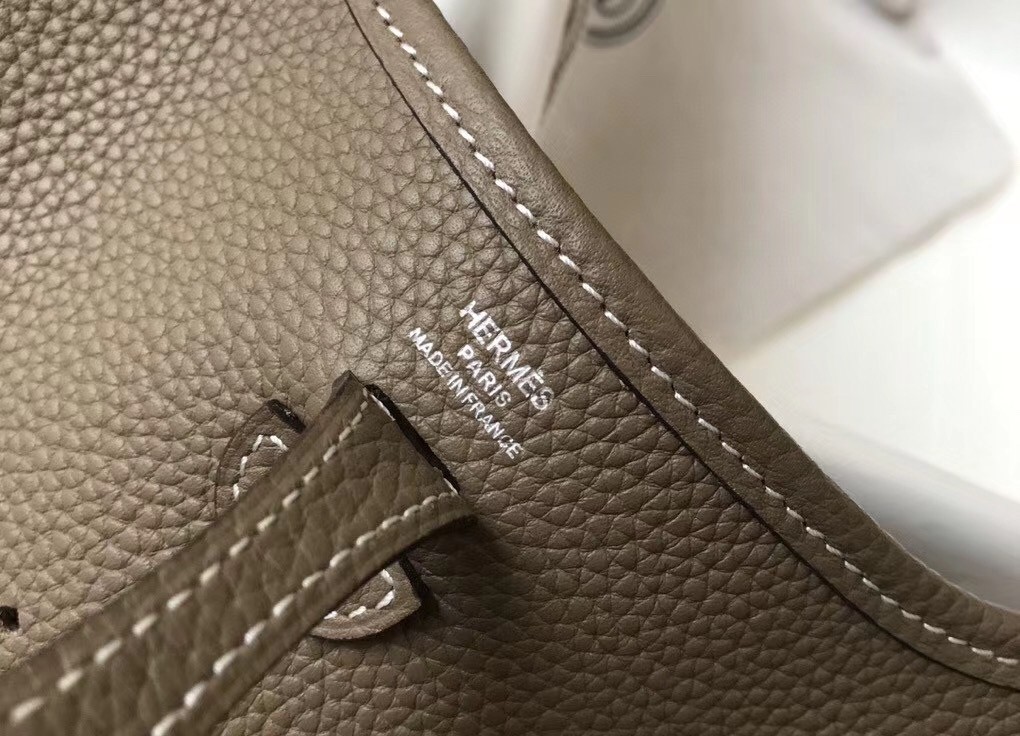 Hermes Evelyne III TPM Bag In Taupe Clemence Leather
