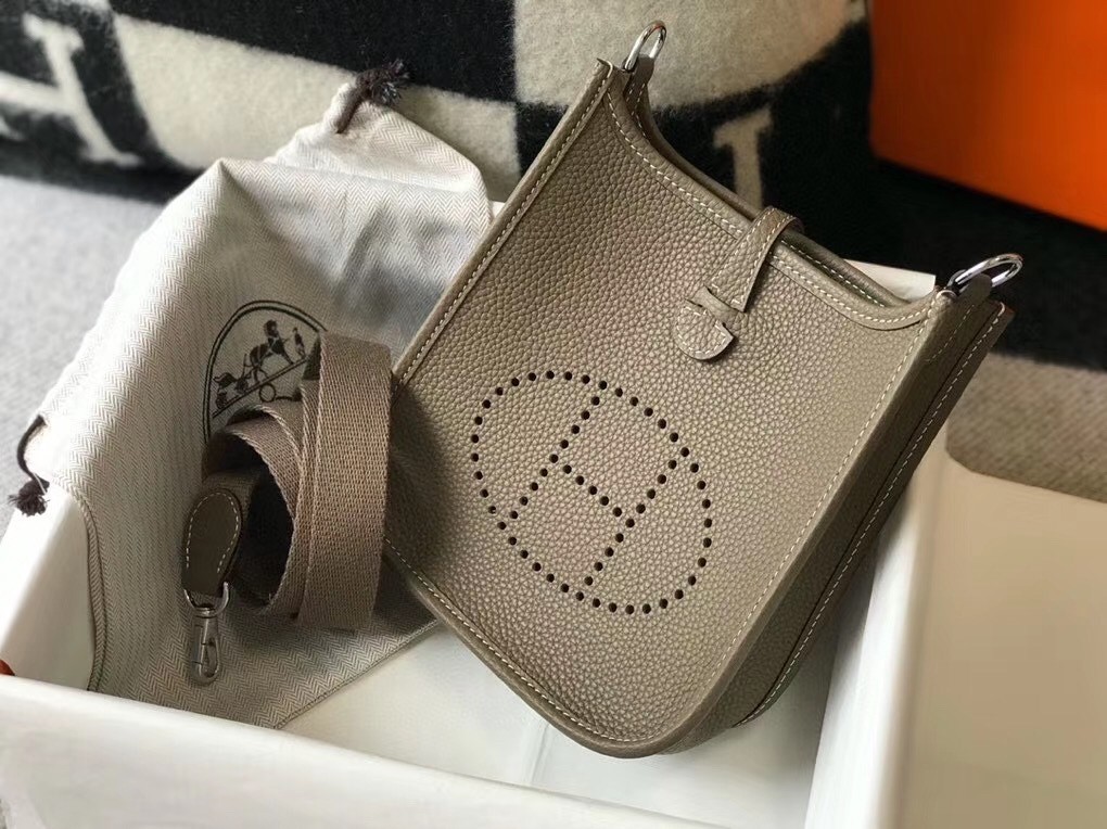 Hermes Evelyne III TPM Bag In Taupe Clemence Leather