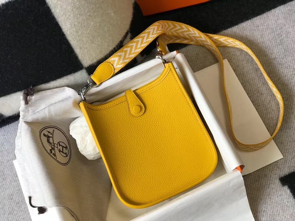 Hermes Evelyne III TPM Bag In Yellow Clemence Leather