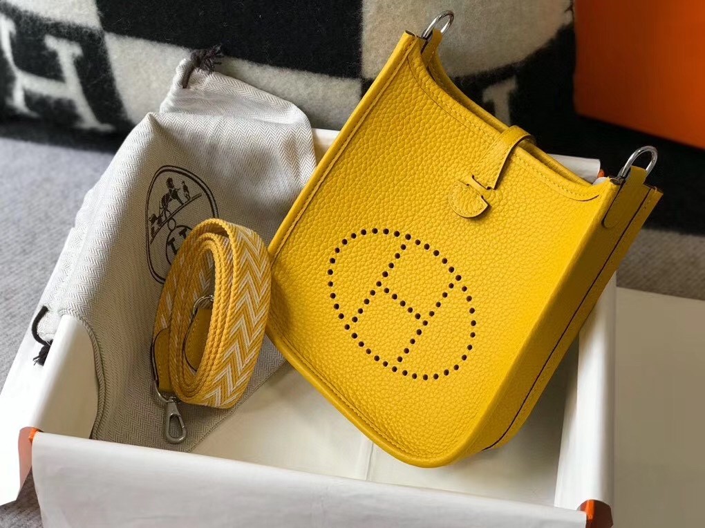 Hermes Evelyne III TPM Bag In Yellow Clemence Leather