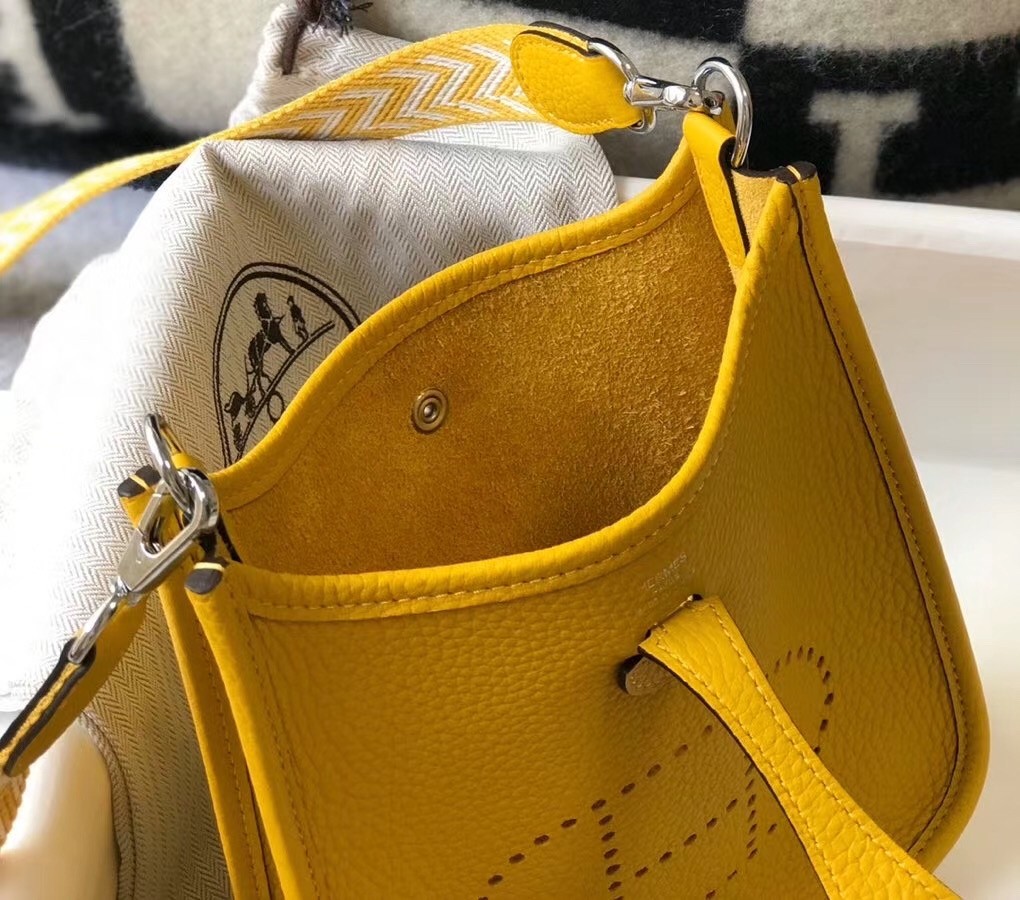 Hermes Evelyne III TPM Bag In Yellow Clemence Leather