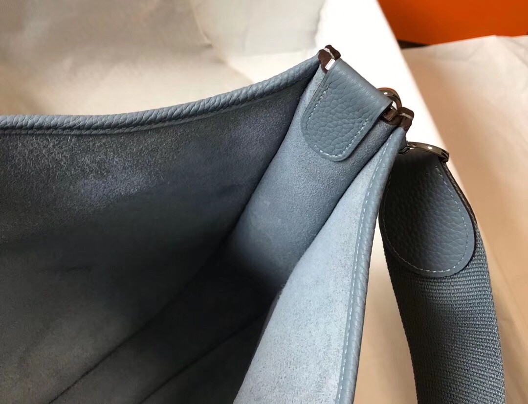 Hermes Evelyne III 29 Bag In Blue Lin Clemence Leather