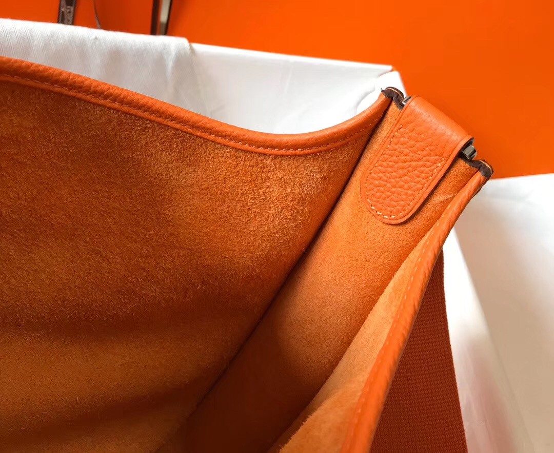 Hermes Evelyne III 29 Bag In Orange Clemence Leather