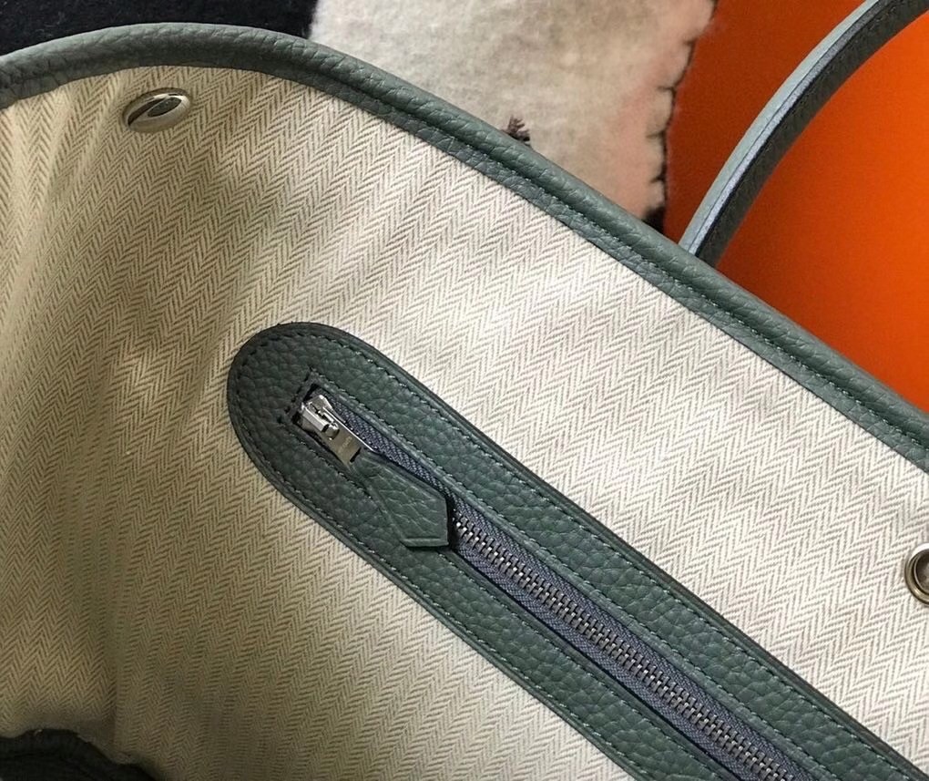 Hermes Garden Party 36 Bag In Vert Amande Clemence Leather