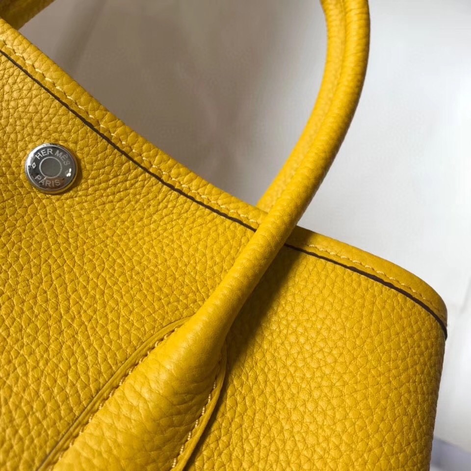 Hermes Garden Party 30 Bag In Yellow Clemence Leather