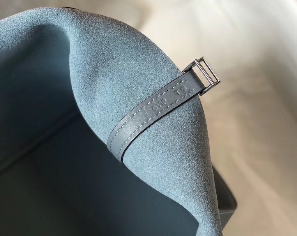 Hermes Picotin Lock 22 Bag In Blue Lin Clemence Leather