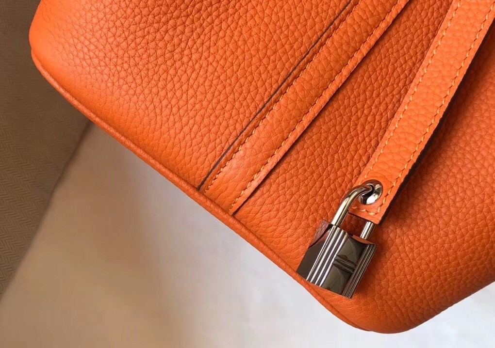 Hermes Picotin Lock 22 Bag In Orange Clemence Leather