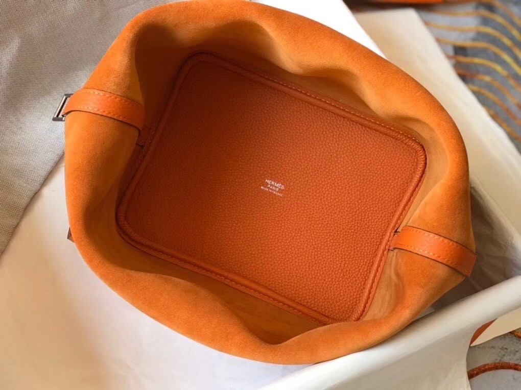 Hermes Picotin Lock 22 Bag In Orange Clemence Leather