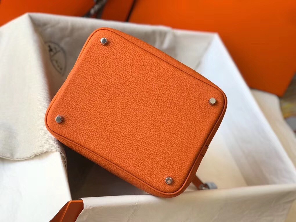 Hermes Picotin Lock 22 Bag In Orange Clemence Leather
