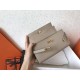 Hermes Kelly Classic Long Wallet In Grey Epsom Leather