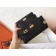 Hermes Kelly Classic Long Wallet In Black Epsom Leather