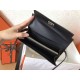Hermes Kelly Classic Long Wallet In Black Epsom Leather