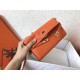 Hermes Kelly Classic Long Wallet In Orange Epsom Leather