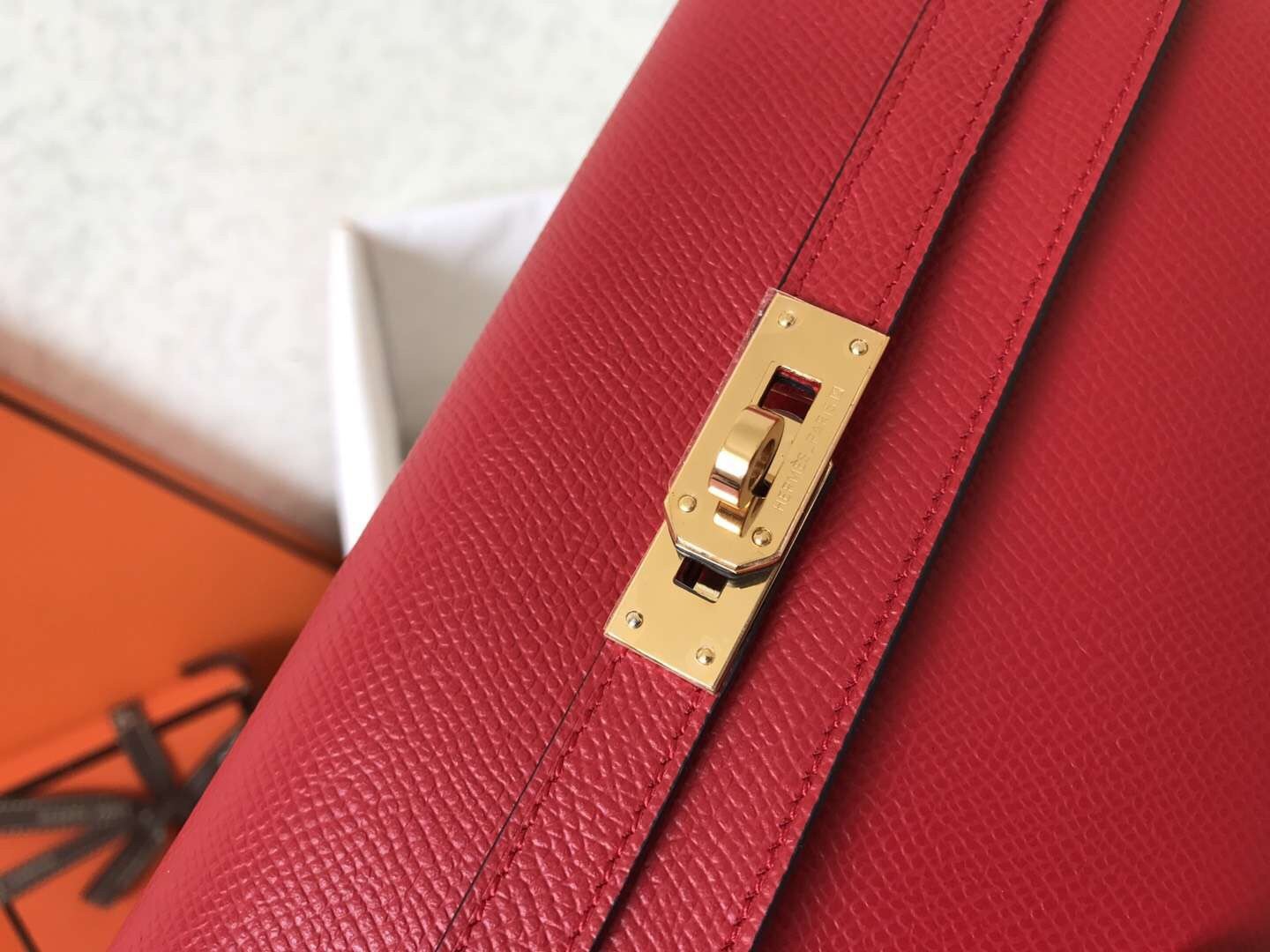 Hermes Kelly Classic Long Wallet In Red Epsom Leather