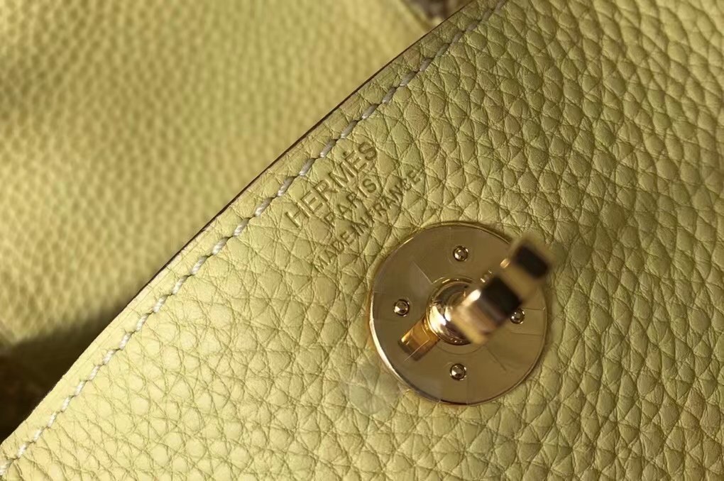 Hermes Mini Lindy Bag In Jaune Poussin Clemence Leather