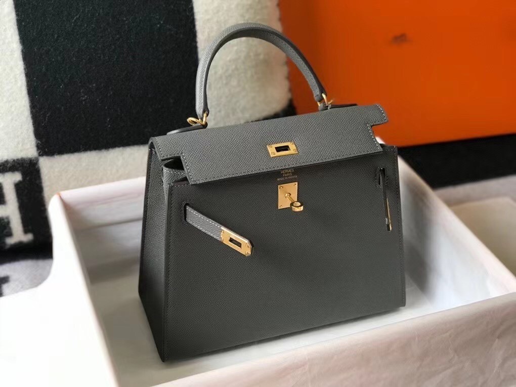Hermes Ardoise Epsom Kelly 25cm Sellier Bag GHW