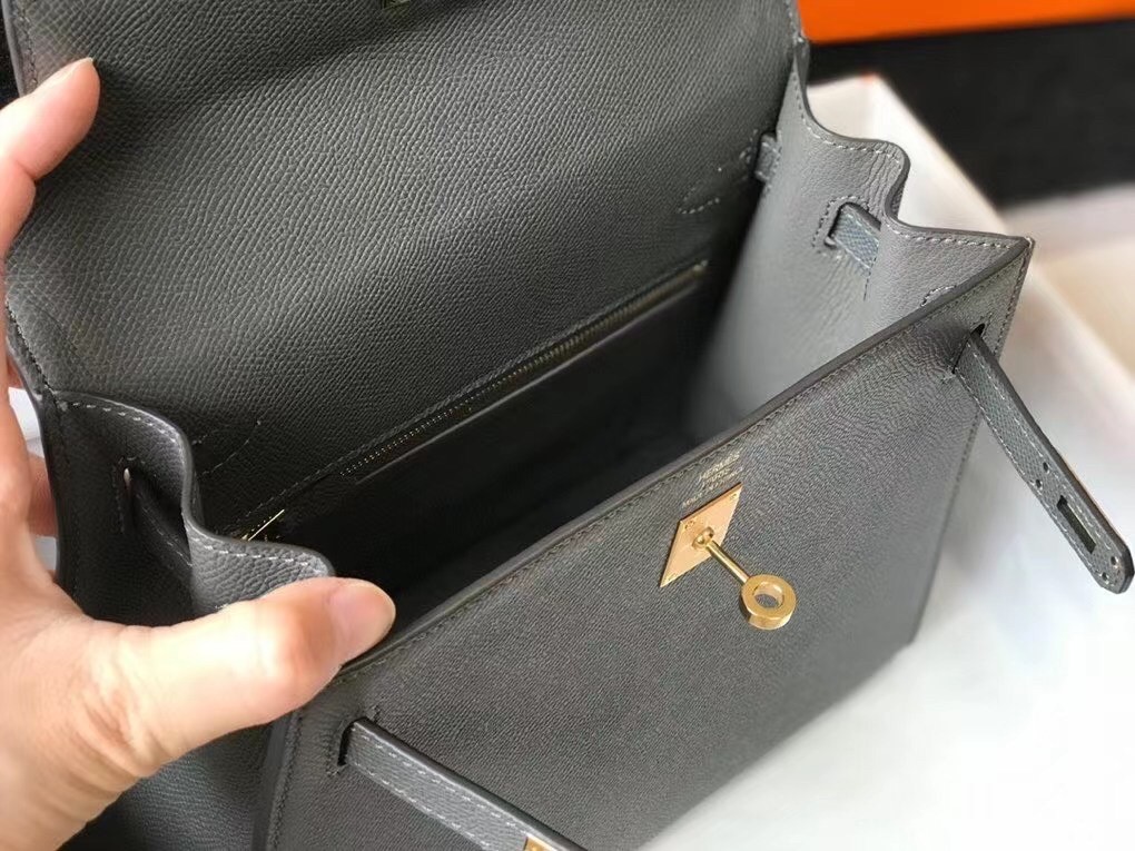 Hermes Ardoise Epsom Kelly 25cm Sellier Bag GHW