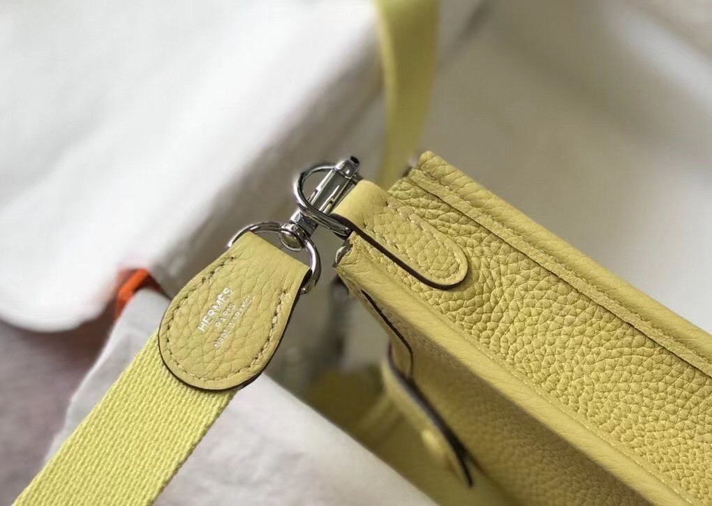 Hermes Evelyne III TPM Bag In Jaune Poussin Clemence Leather