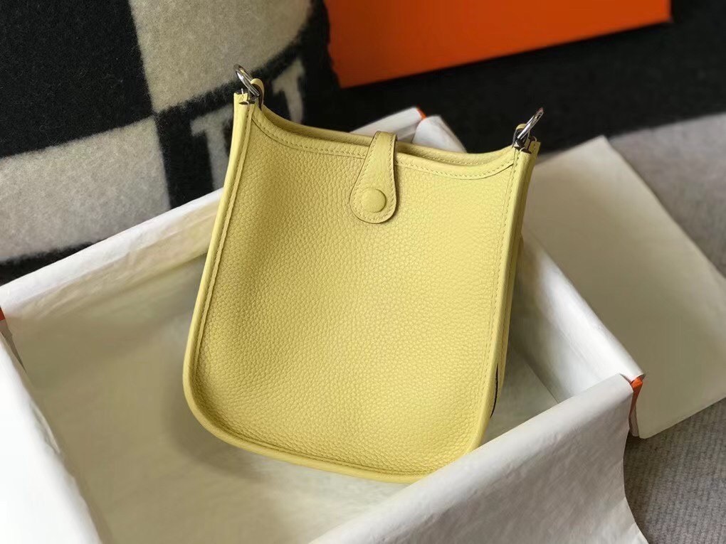 Hermes Evelyne III TPM Bag In Jaune Poussin Clemence Leather