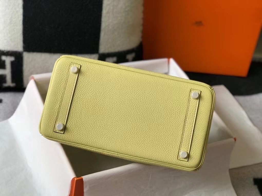 Hermes Jaune Poussin Clemence Birkin 30cm Bag