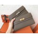 Hermes Kelly Classic Long Wallet In Taupe Epsom Leather