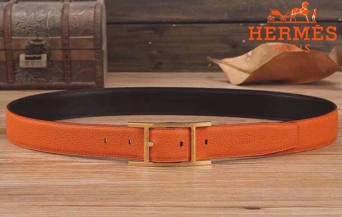 Hermes Quentin 32 MM Orange Reversible Belt