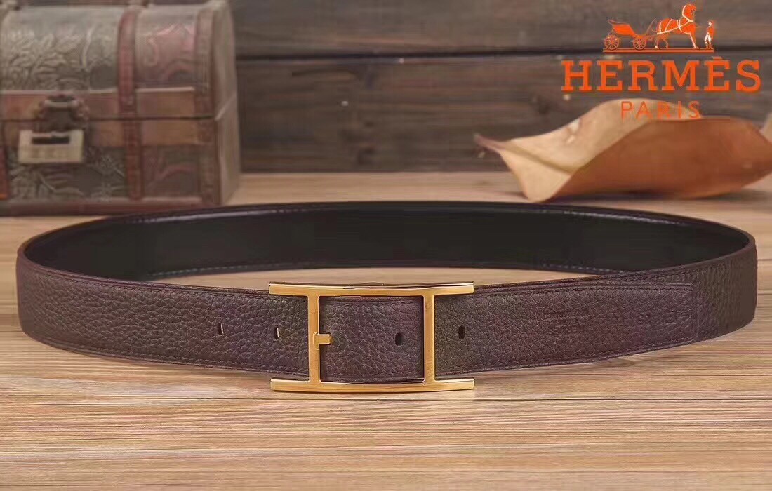 Hermes Quentin 32 MM Chocolate Reversible Belt