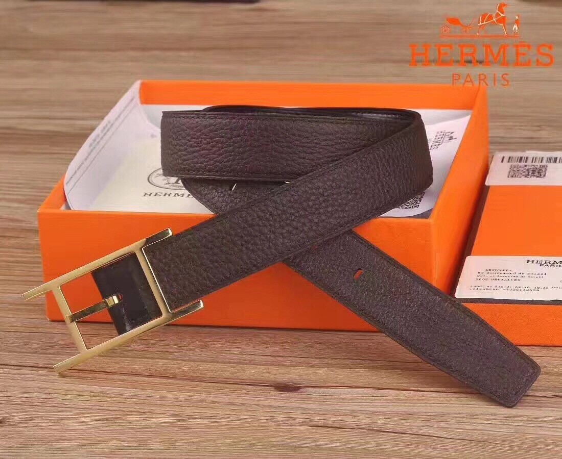 Hermes Quentin 32 MM Chocolate Reversible Belt