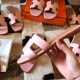Hermes Oran Slide Sandals In Pink Swift Calfskin