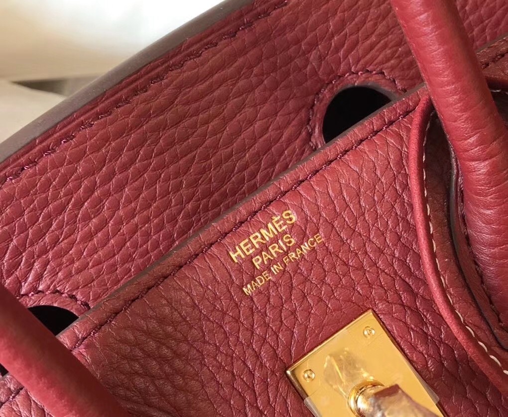 Hermes Bordeaux Clemence Birkin 30cm Bag