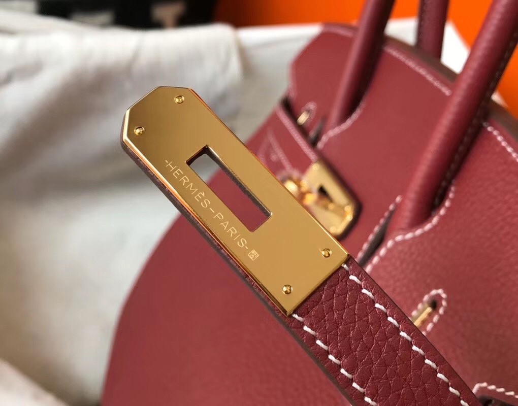 Hermes Bordeaux Clemence Birkin 30cm Bag