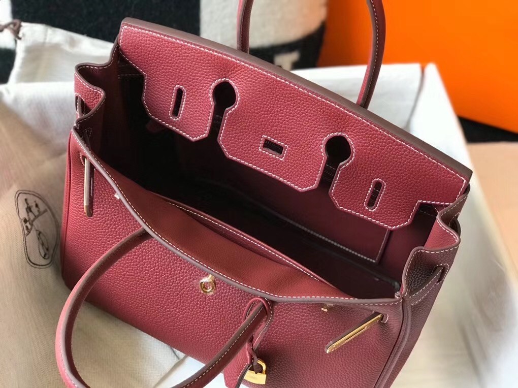 Hermes Bordeaux Clemence Birkin 30cm Bag