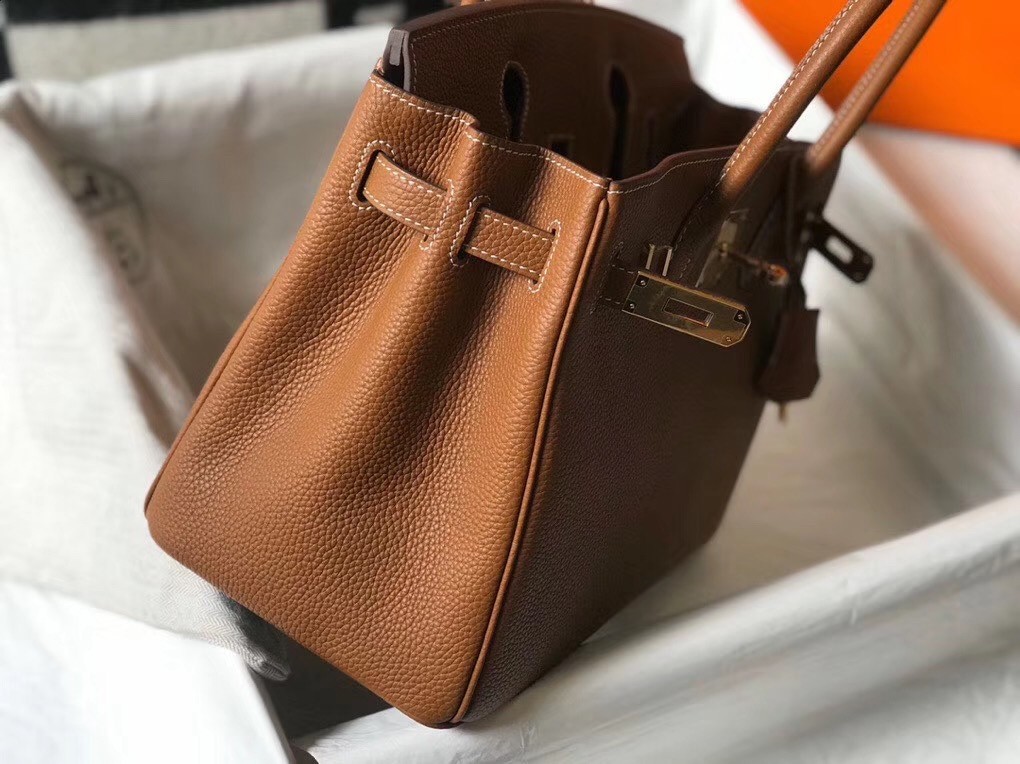 Hermes Brown Clemence Birkin 30cm Bag