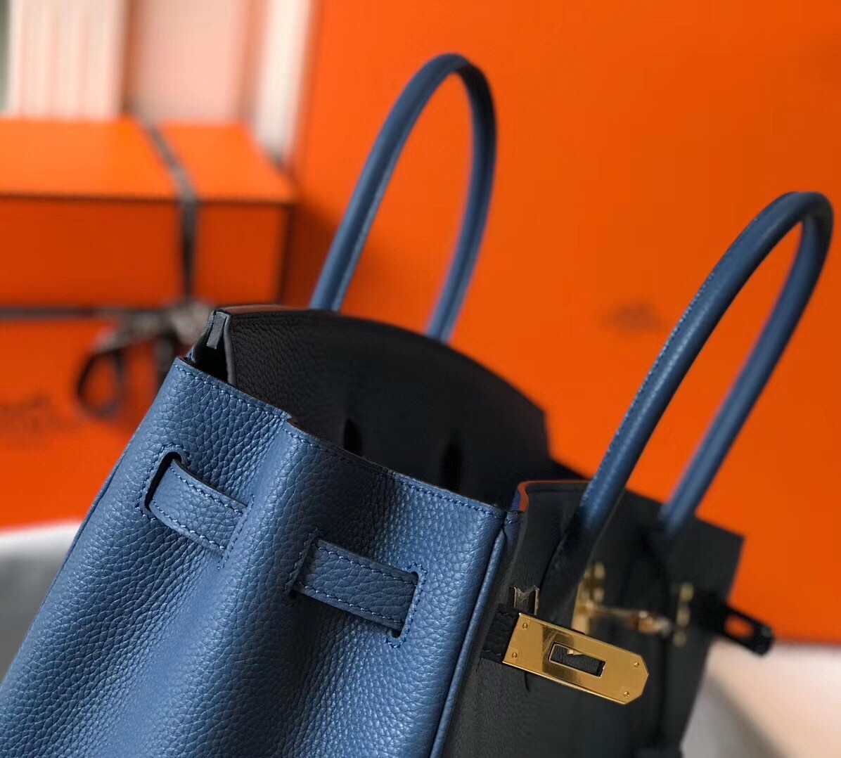 Hermes Blue Agate Clemence Birkin 30cm Bag