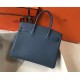 Hermes Blue Agate Clemence Birkin 30cm Bag