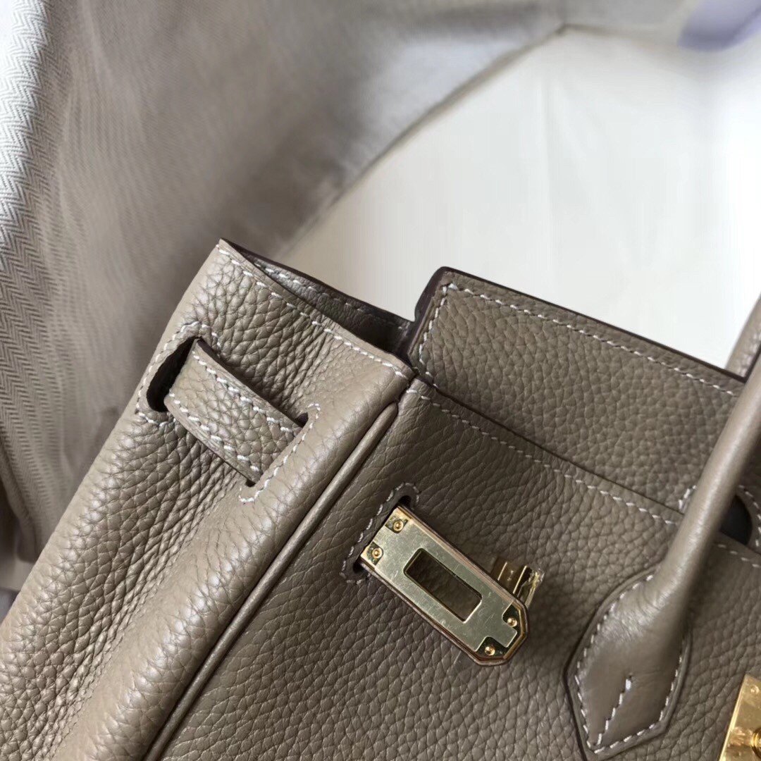 Hermes Grey Clemence Birkin 30cm Bag
