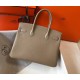 Hermes Grey Clemence Birkin 30cm Bag