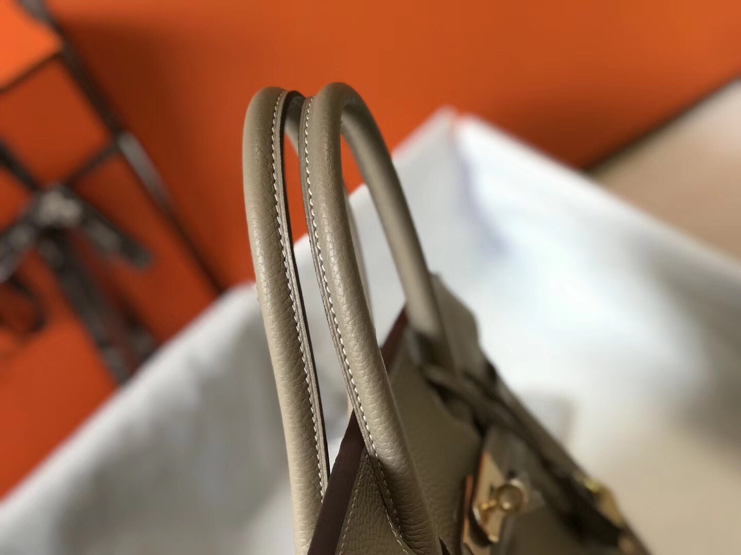 Hermes Grey Clemence Birkin 30cm Bag
