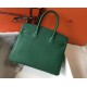 Hermes Malachite Clemence Birkin 30cm Bag